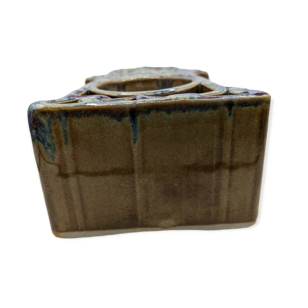 Hand Crafted Bays Pottery Candle Pot Lighthouse Water Blue Virginia Art‎ Pottery